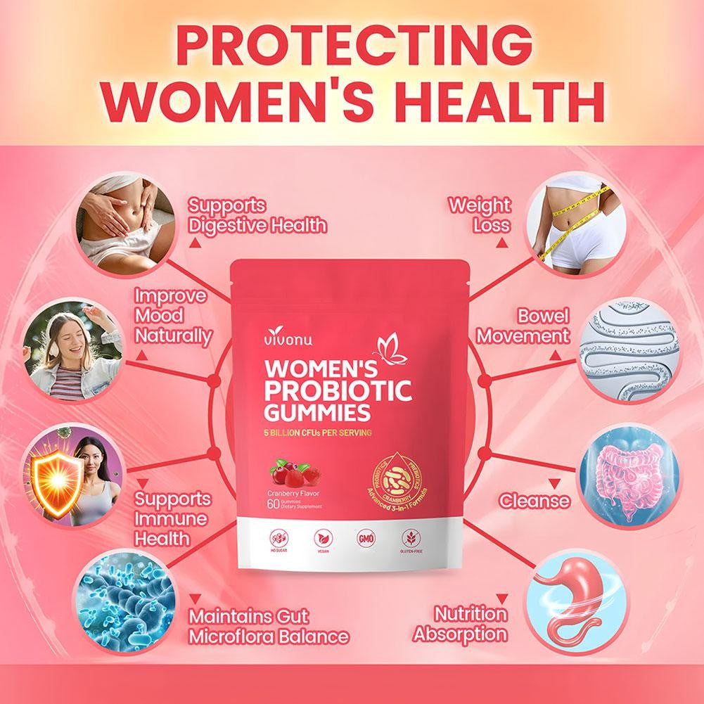 Vaginal Women Probiotic Feminine Balance PH Cranberry Gummies for Healthy 60Pcs-