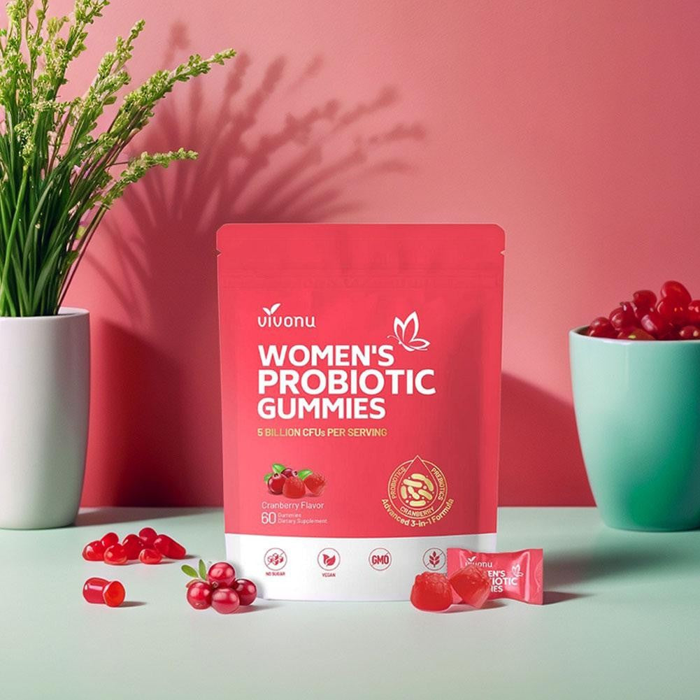 Vaginal Women Probiotic Feminine Balance PH Cranberry Gummies for Healthy 60Pcs-