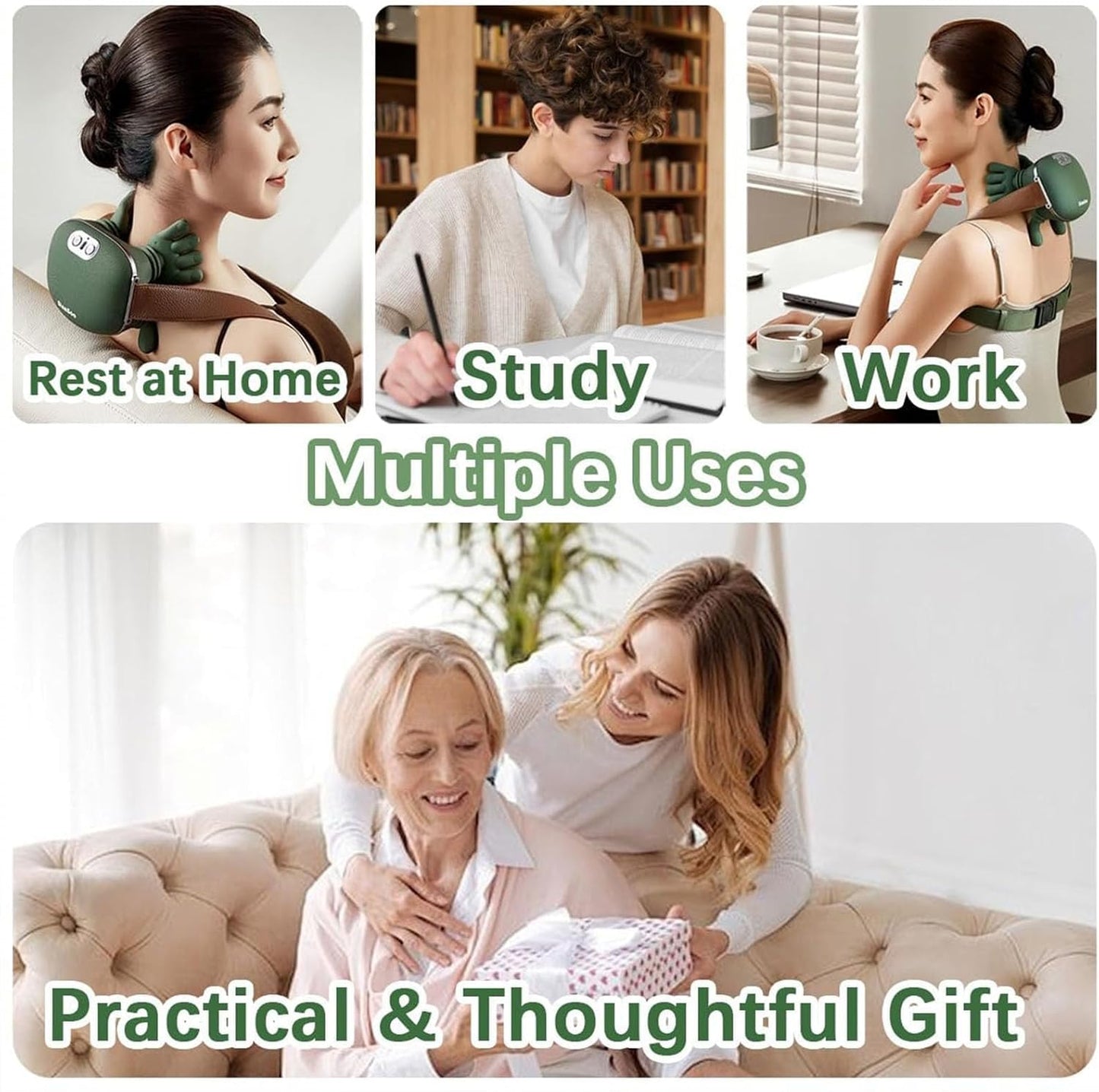 New Neck Massager Kneading Shiatsu Shawl Neck and Shoulder Massager Imitating Human Manual Massage Fatigue Relief Relax