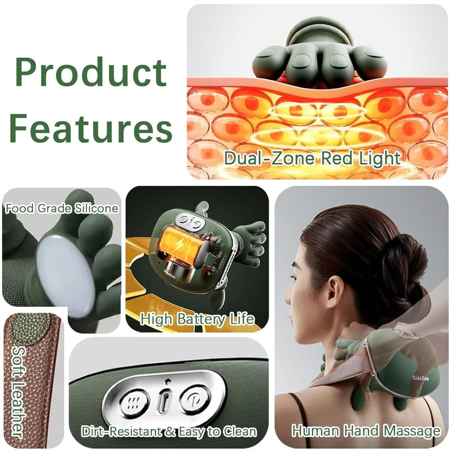New Neck Massager Kneading Shiatsu Shawl Neck and Shoulder Massager Imitating Human Manual Massage Fatigue Relief Relax