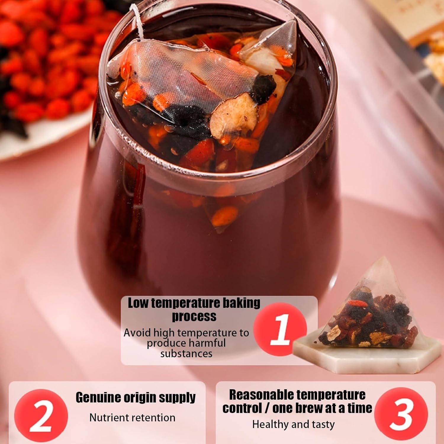 Ginseng Five Treasures Tea - Kidney Tea Formula Ginseng Six Treasure 6 Ingredients Wubao Herbal Red Date Natural Chinese Cleanse for Men Women (2Pack-50Bags)
