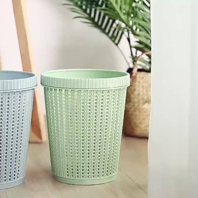 Contrast color ring without lid plastic trash can household lazy self-extracting garbage bag plastic bucket