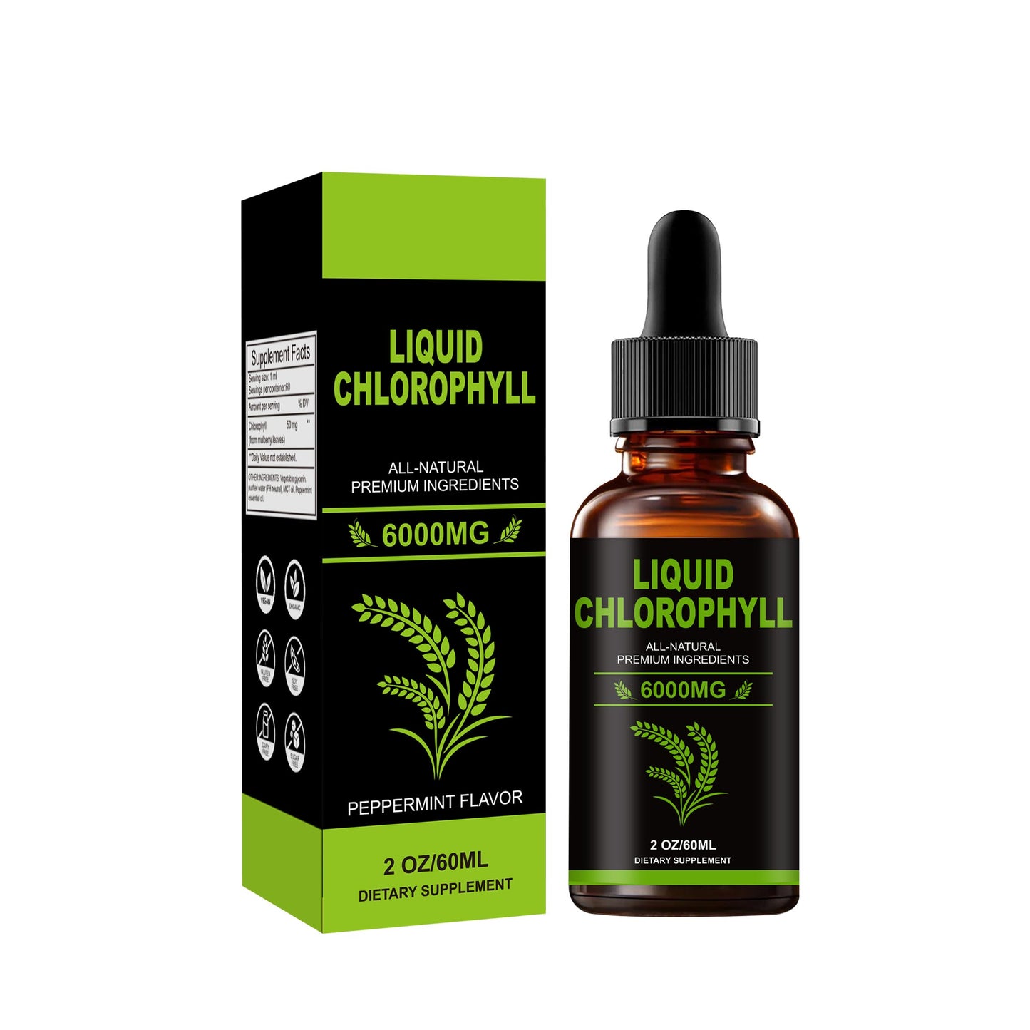Mint Flavor LIQUID CHLOROHYLL Drops 60ml