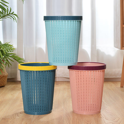 Contrast color ring without lid plastic trash can household lazy self-extracting garbage bag plastic bucket