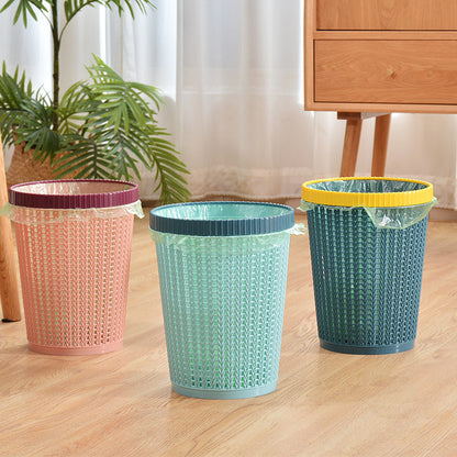 Contrast color ring without lid plastic trash can household lazy self-extracting garbage bag plastic bucket