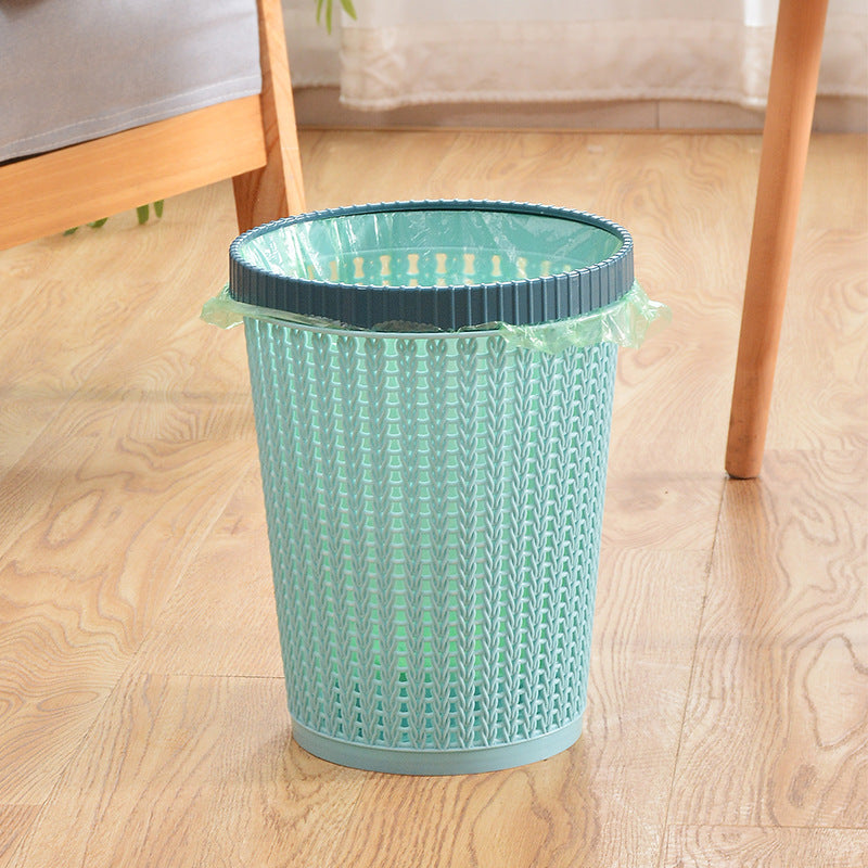 Contrast color ring without lid plastic trash can household lazy self-extracting garbage bag plastic bucket
