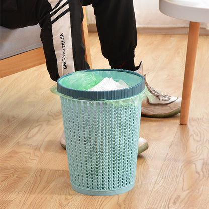 Contrast color ring without lid plastic trash can household lazy self-extracting garbage bag plastic bucket