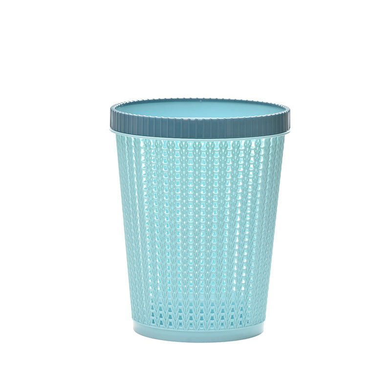 Contrast color ring without lid plastic trash can household lazy self-extracting garbage bag plastic bucket