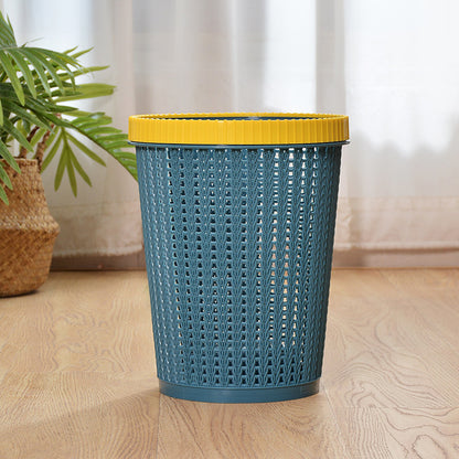 Contrast color ring without lid plastic trash can household lazy self-extracting garbage bag plastic bucket