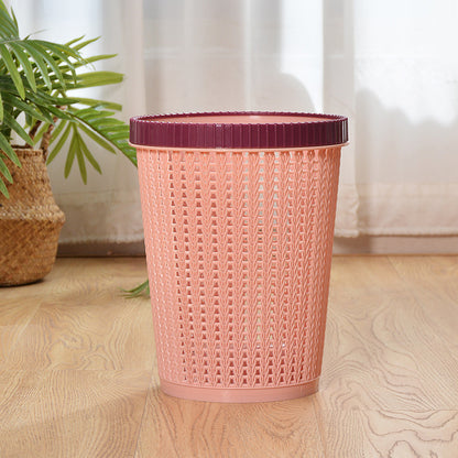 Contrast color ring without lid plastic trash can household lazy self-extracting garbage bag plastic bucket