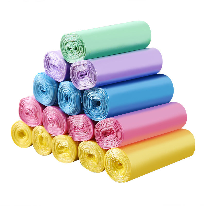 Contrast color ring without lid plastic trash can household lazy self-extracting garbage bag plastic bucket